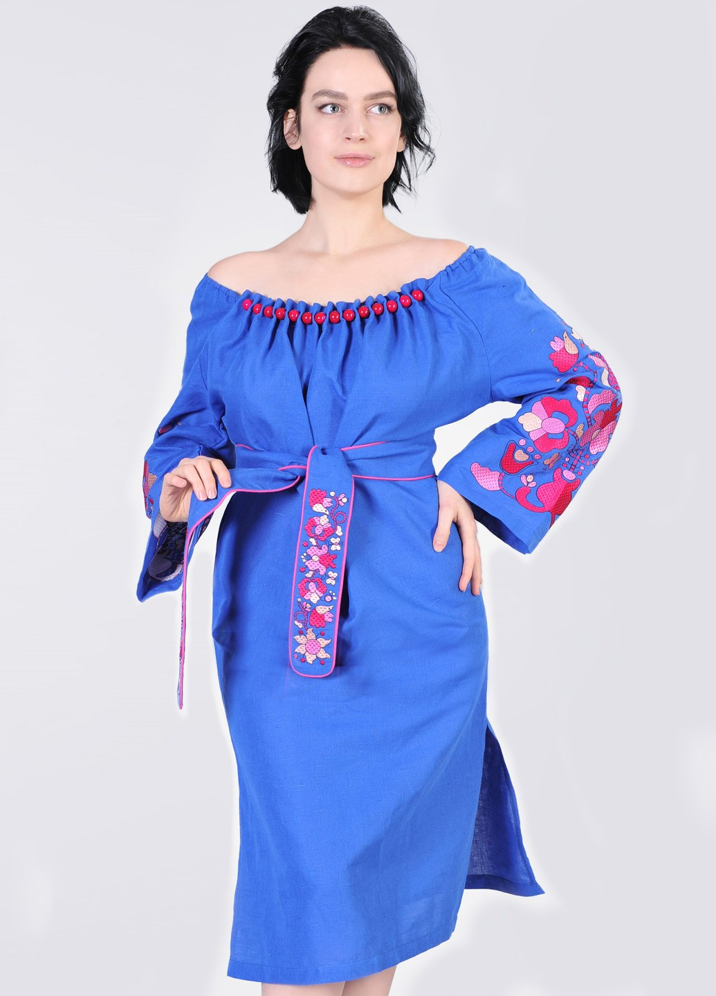Платье вышиванка с крупными бусинами Egostyle (252537020)