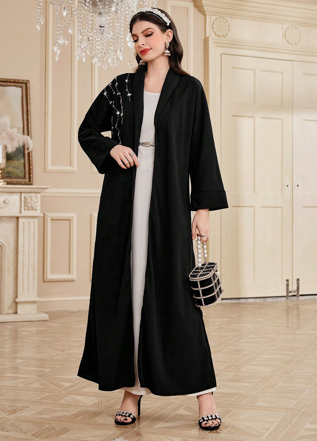 Черное демисезонное Пальто однобортное SHEIN