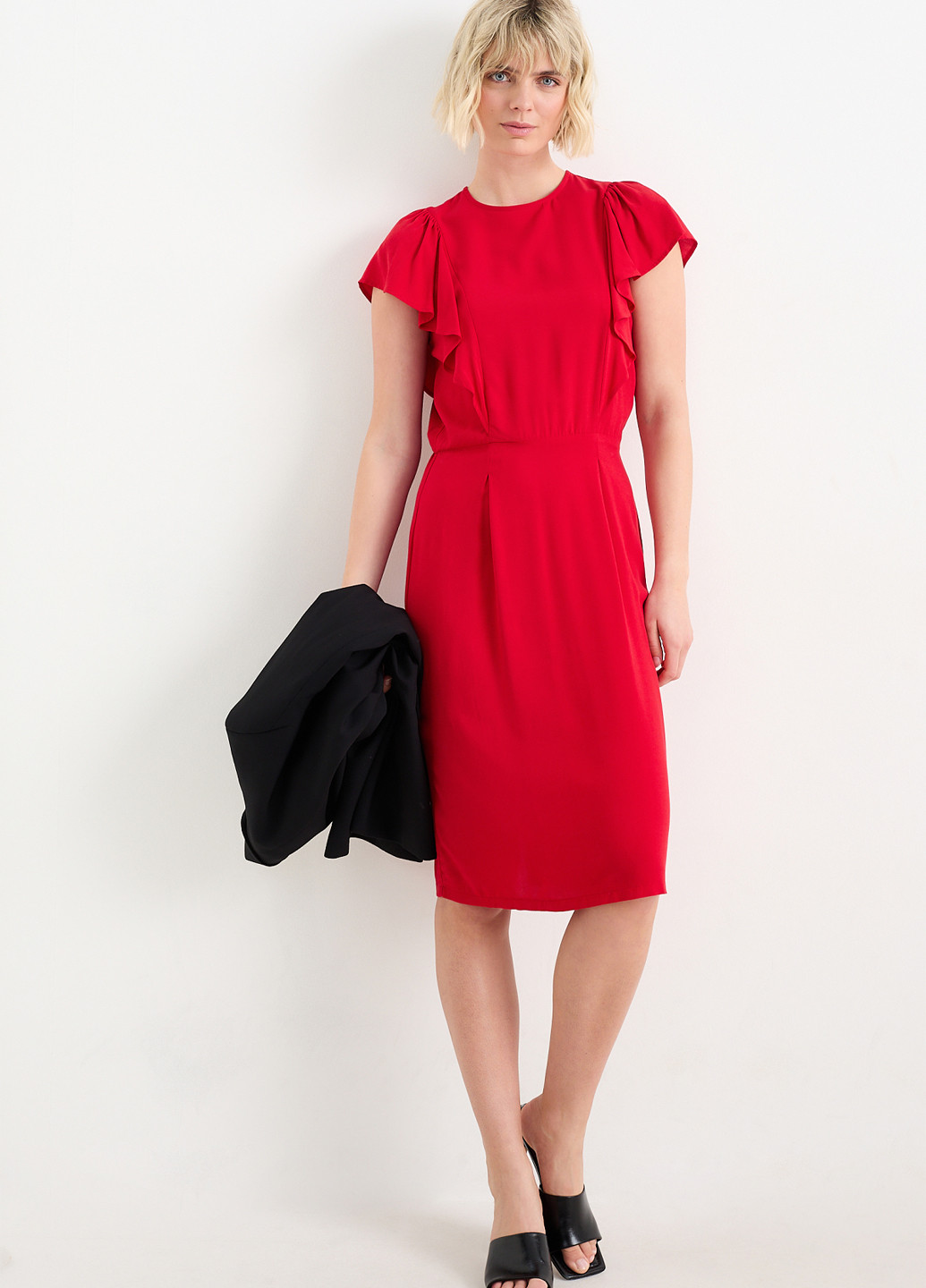 Червона кежуал сукня а-силует C&A однотонна