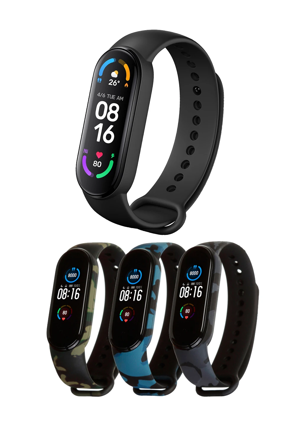 Комплект Mi Smart Band 6 Black + комплект ремешков ARS 3 шт. Khaki Xiaomi (228062184)