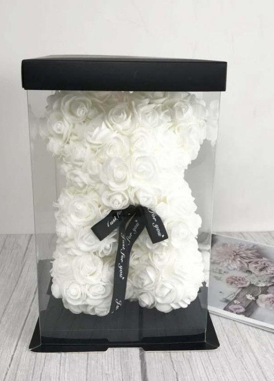 Ведмедик з троянд 3D Teddy Flower 25 см + кулон I Love You No Brand (251708226)