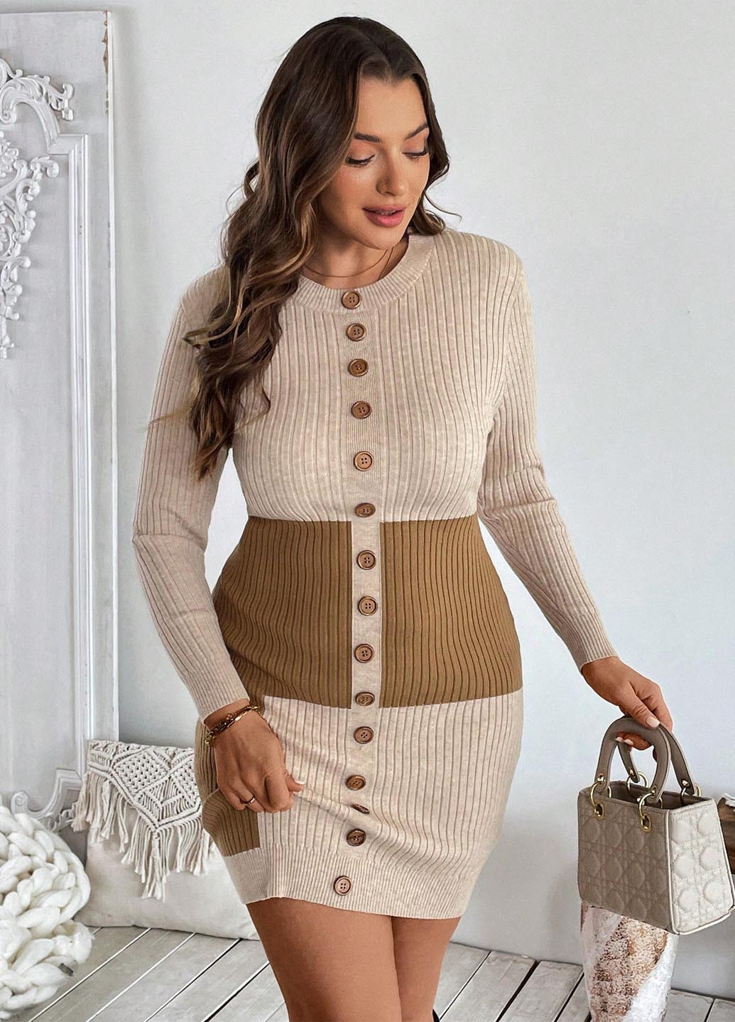 Комбінована кежуал сукня сукня светр SHEIN колор блок