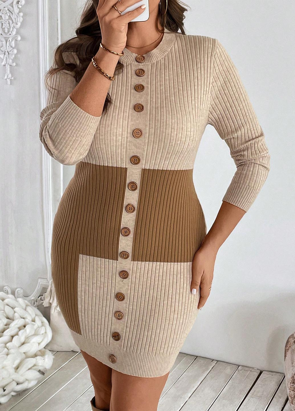 Комбінована кежуал сукня сукня светр SHEIN колор блок