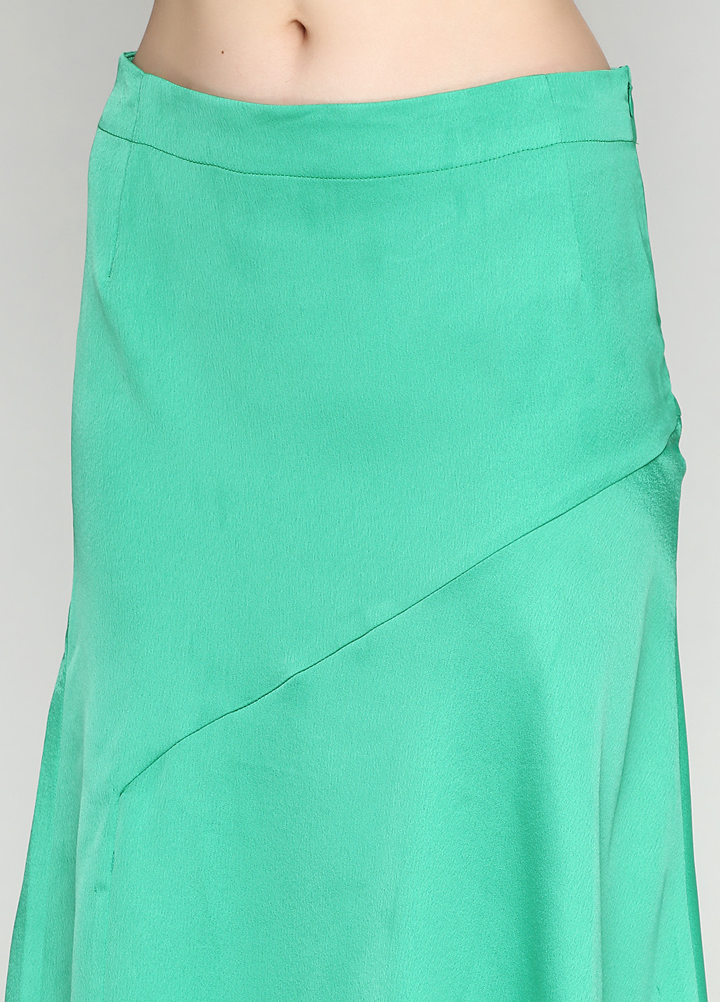 Зеленая кэжуал однотонная юбка Once миди