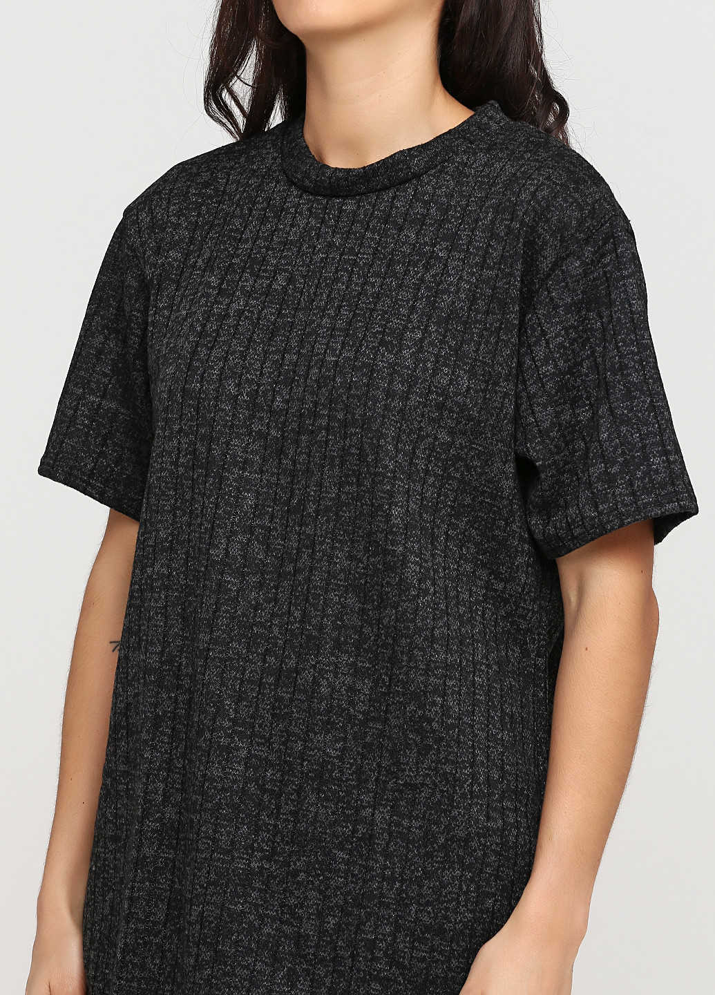 Костюм (футболка, шорты) Stylewise с шортами меланж тёмно-серый кэжуал трикотаж, полиэстер