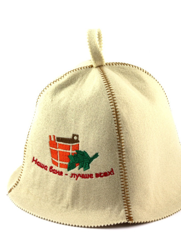 Банная шапка "Наша баня лучше всех", искусственный фетр, белый (LA-364) Luxyart (252611433)