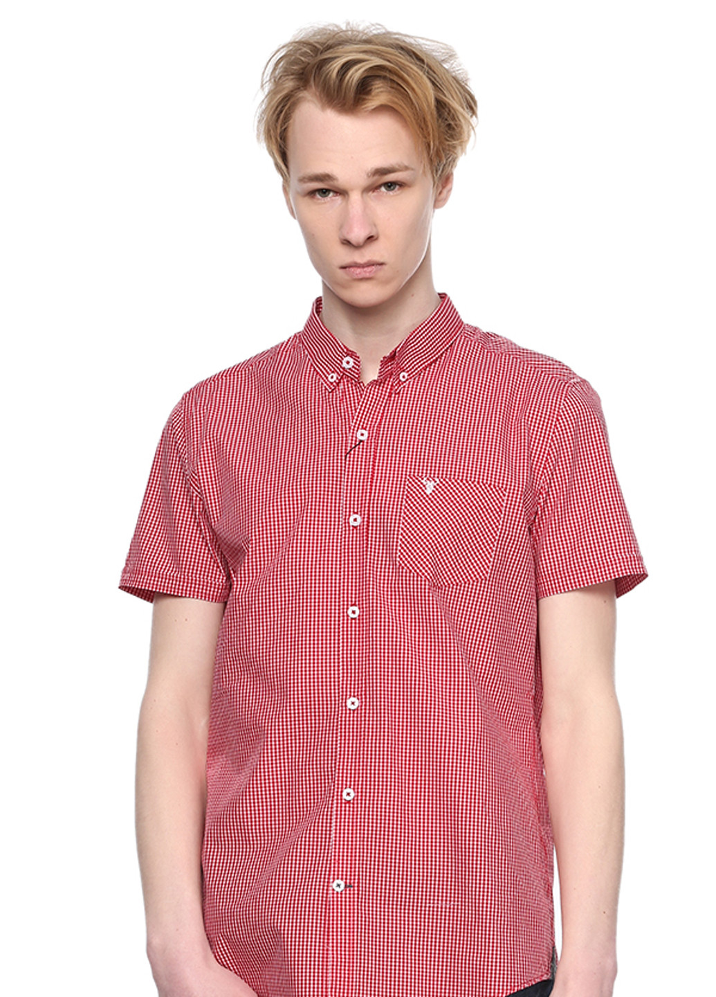 Красная кэжуал рубашка в клетку Яavin с коротким рукавом