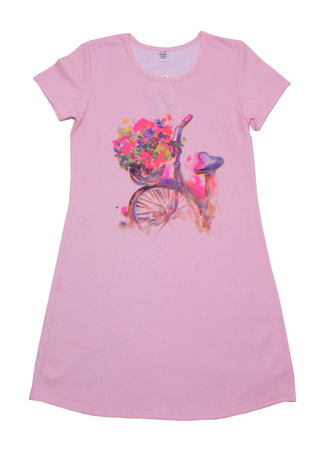 Ночная рубашка Валери-Текс с коротким рукавом рисунок розовая домашняя
