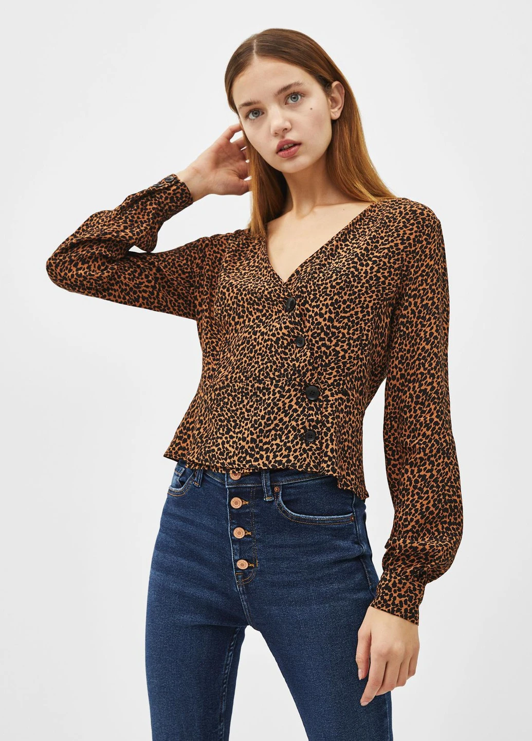 Коричнева блуза демісезон Bershka