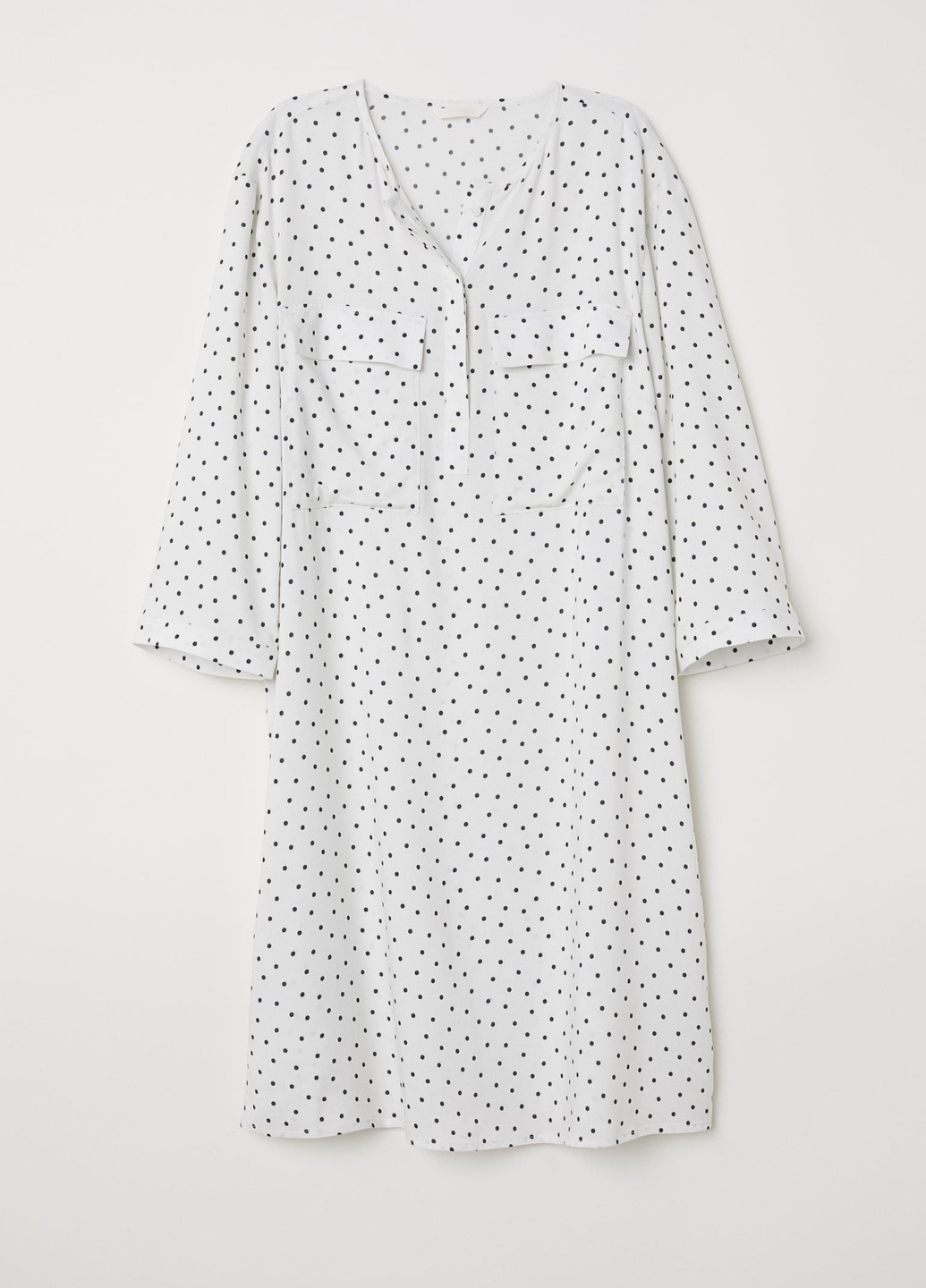 Молочное кэжуал платье-рубашка H&M в горошек