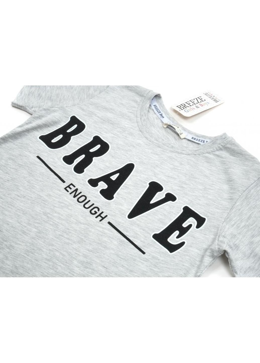 Світло-сіра демісезонна футболка дитяча "brave" (14351-134b-gray) Breeze