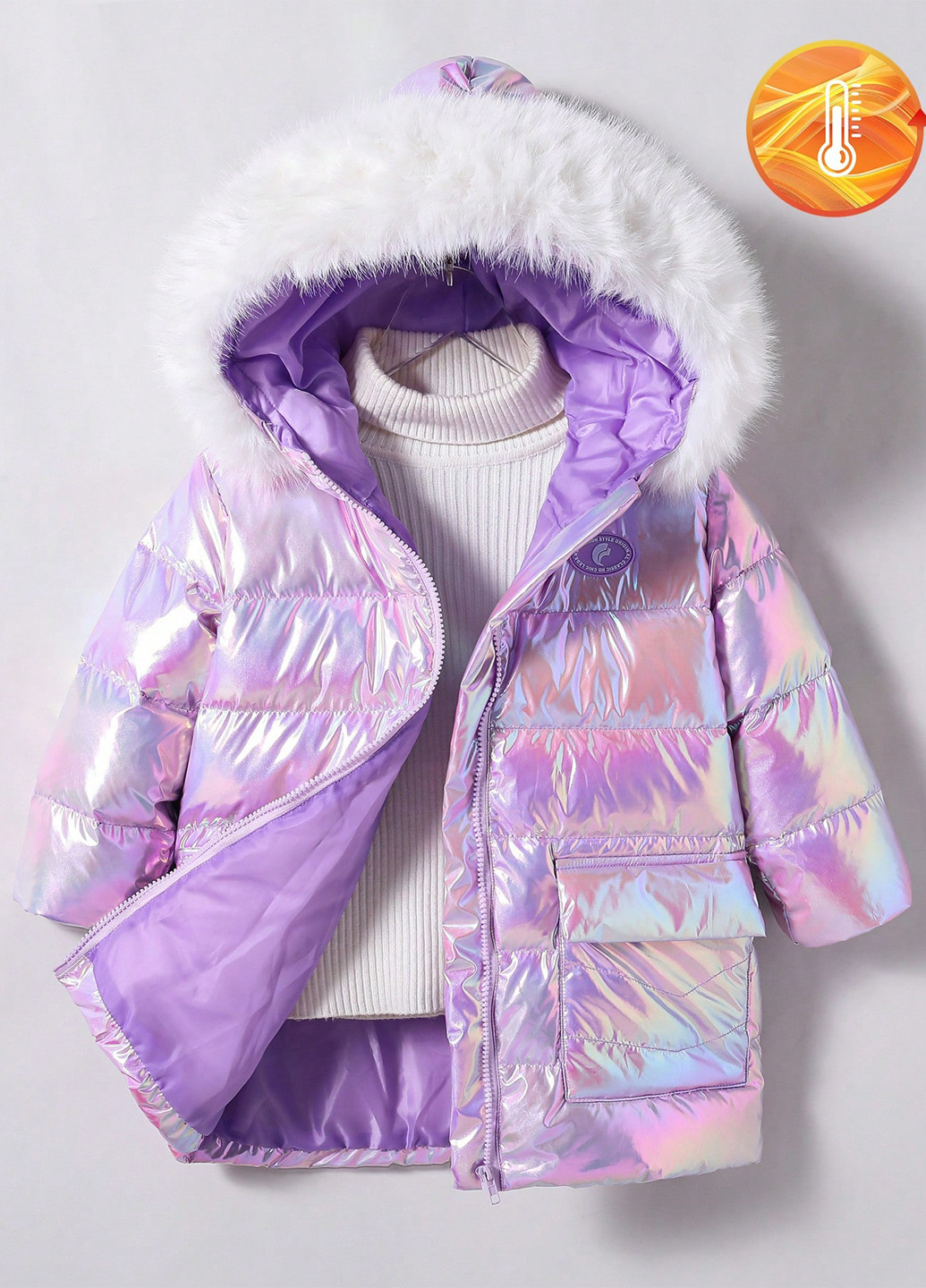 Лиловая зимняя куртка SHEIN