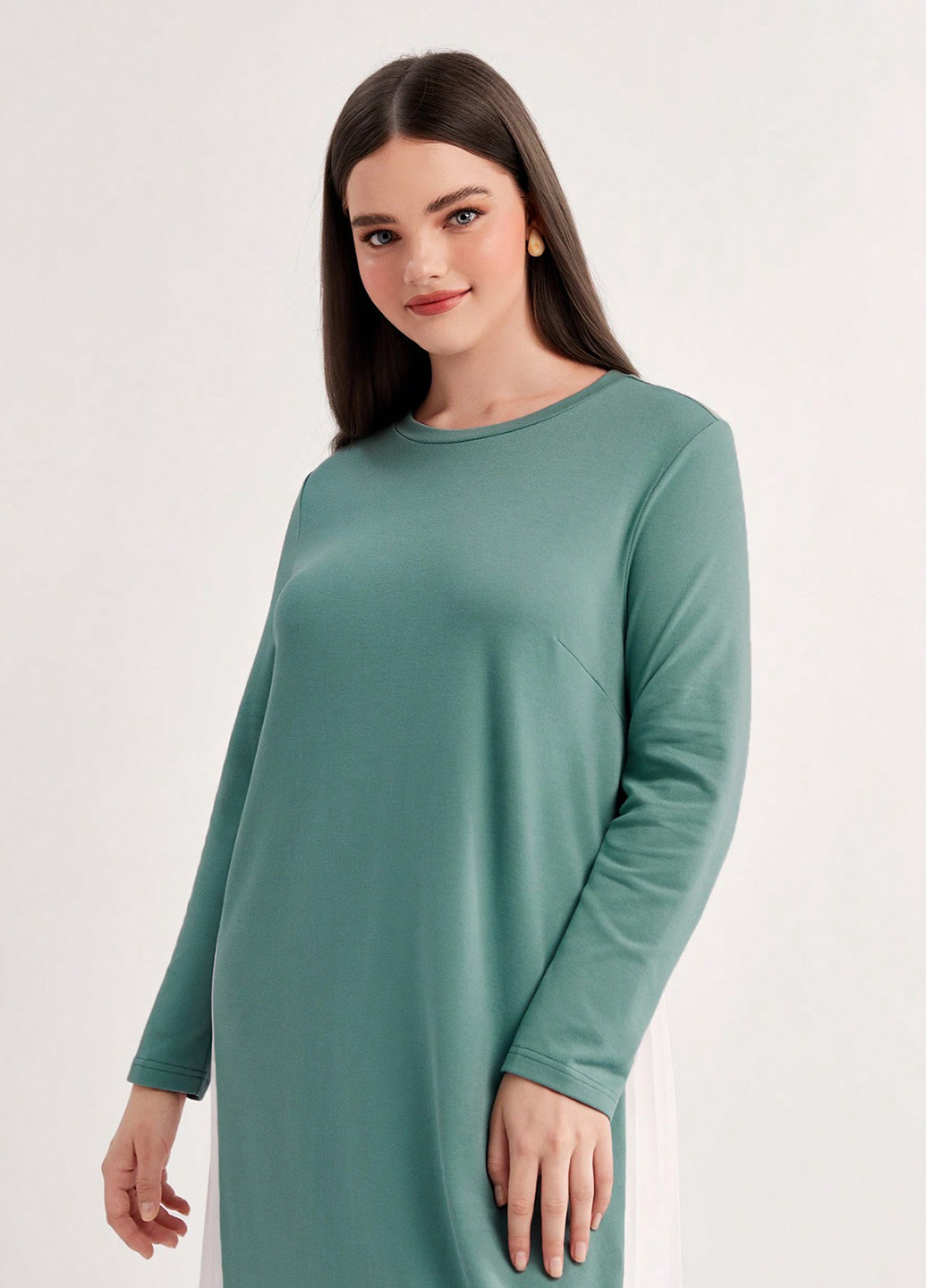 Светло-бирюзовое кэжуал платье платье-свитшот, плиссированное SHEIN однотонное