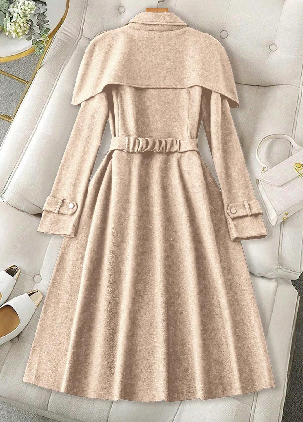 Кремове демісезонне Пальто двобортне SHEIN