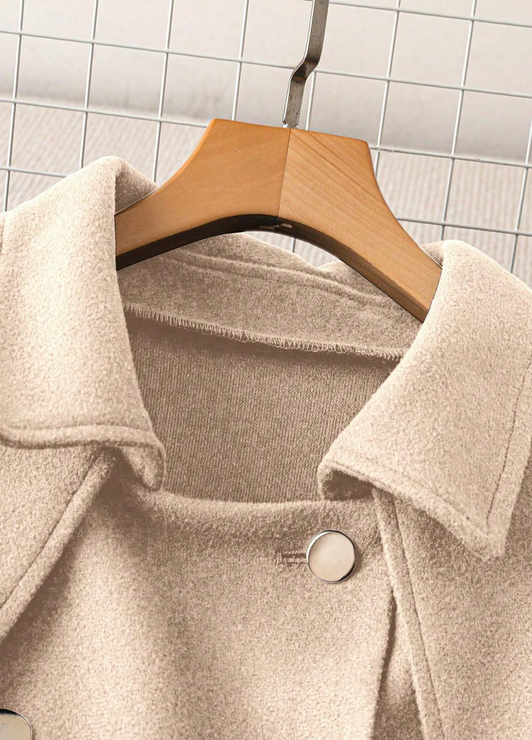 Кремове демісезонне Пальто двобортне SHEIN