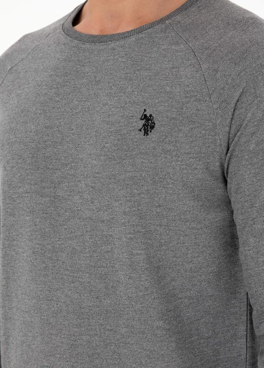 Сірий світшот U.S. Polo Assn. меланж вишивка (315070568)