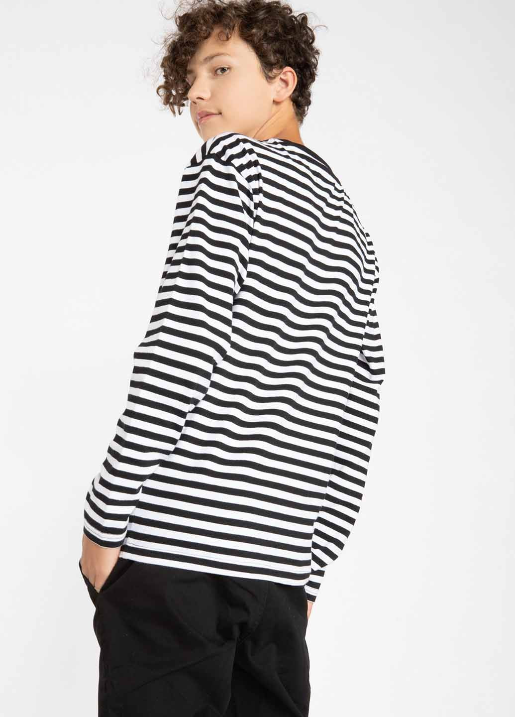 Черно-белый демисезонный кэжуал лонгслив Reporter Young в полоску