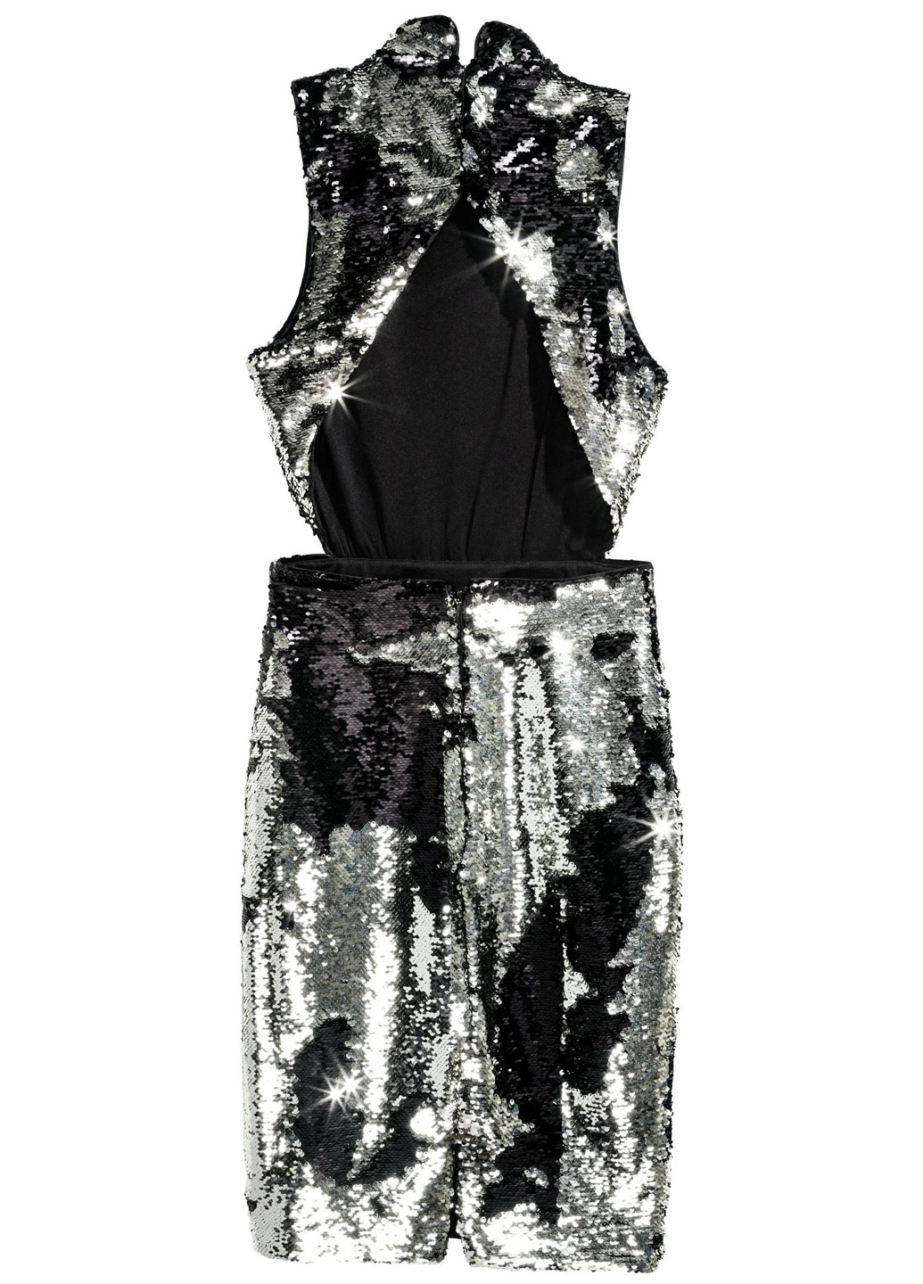 Черное коктейльное платье с открытой спиной H&M однотонное