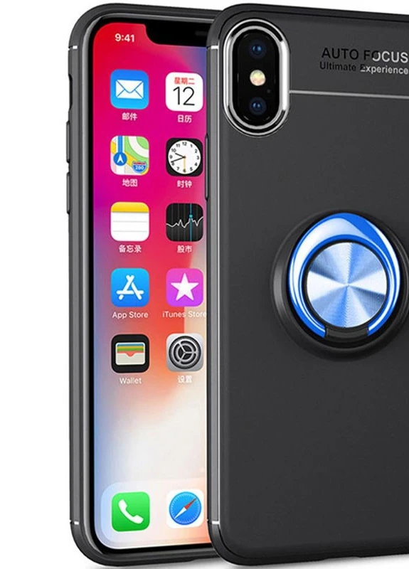 TPU чохол ColorRing під магнітний тримач (opp) для Apple iPhone XS Max (6.5 ') Чорний / Синій (is_00000042202_3) Deen (229726610)