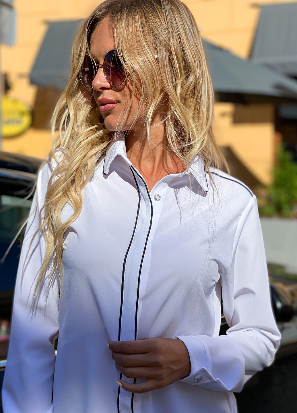 Белая кэжуал рубашка однотонная Demma
