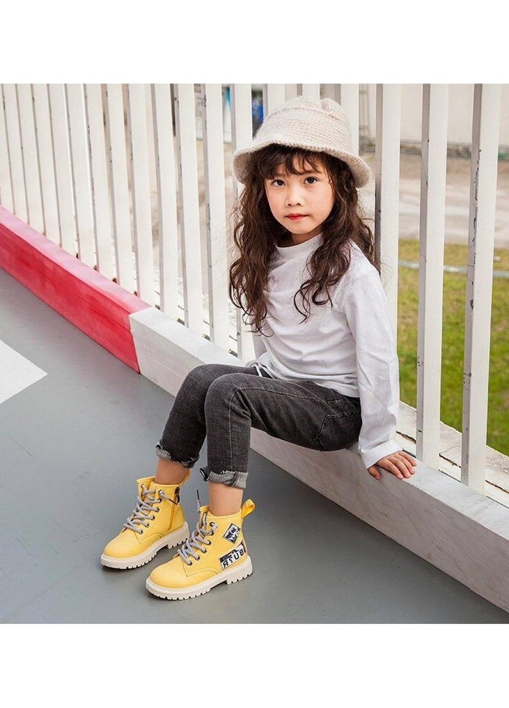 Желтые кэжуал зимние ботинки на девочку DobraMAMA