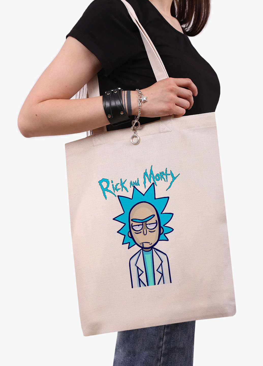 Еко сумка шоппер біла Рік Санчез і Морті Сміт Рік і Морті (Rick and Morty) (9227-2938-WT-1) 41*35 см MobiPrint (228156187)