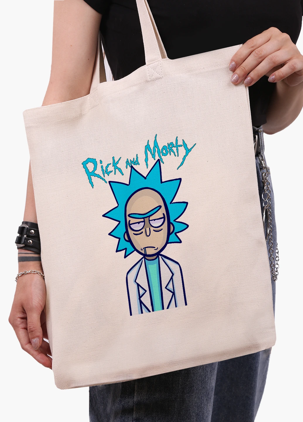 Еко сумка шоппер біла Рік Санчез і Морті Сміт Рік і Морті (Rick and Morty) (9227-2938-WT-1) 41*35 см MobiPrint (228156187)