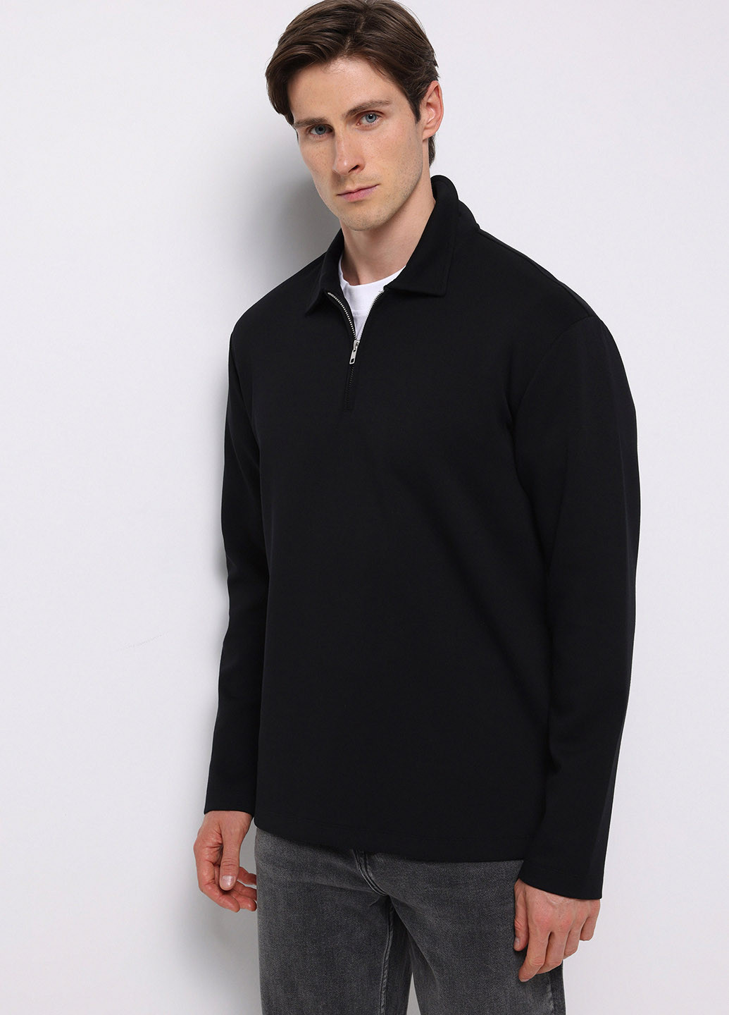 Черная футболка-поло для мужчин Colin's однотонная