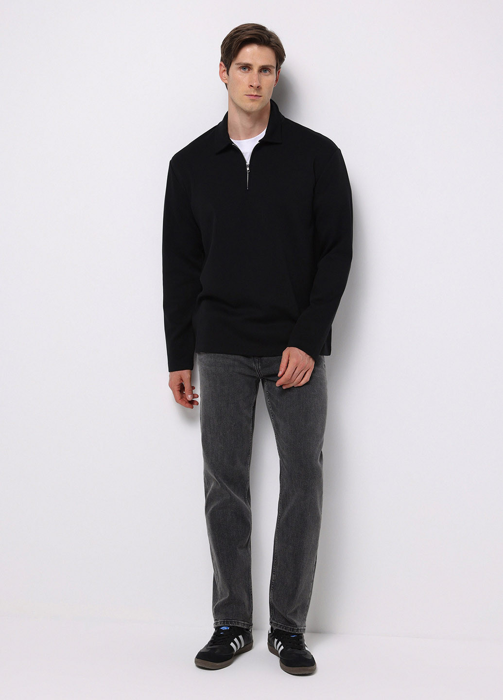 Черная футболка-поло для мужчин Colin's однотонная