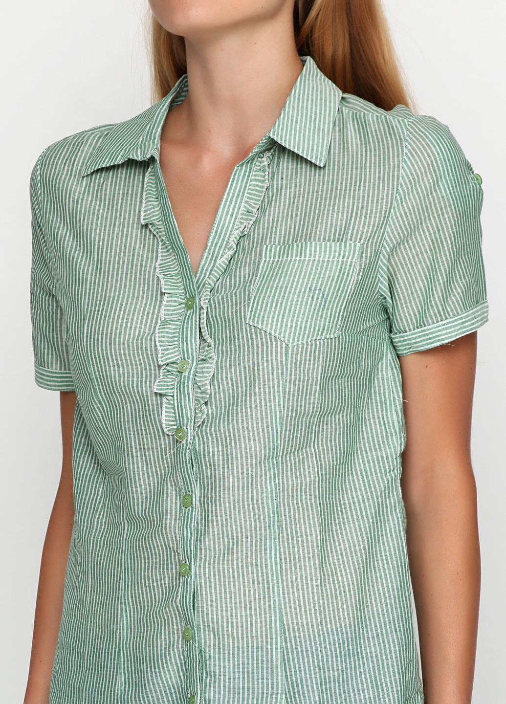 Светло-зеленая кэжуал рубашка в полоску Sweet Miss