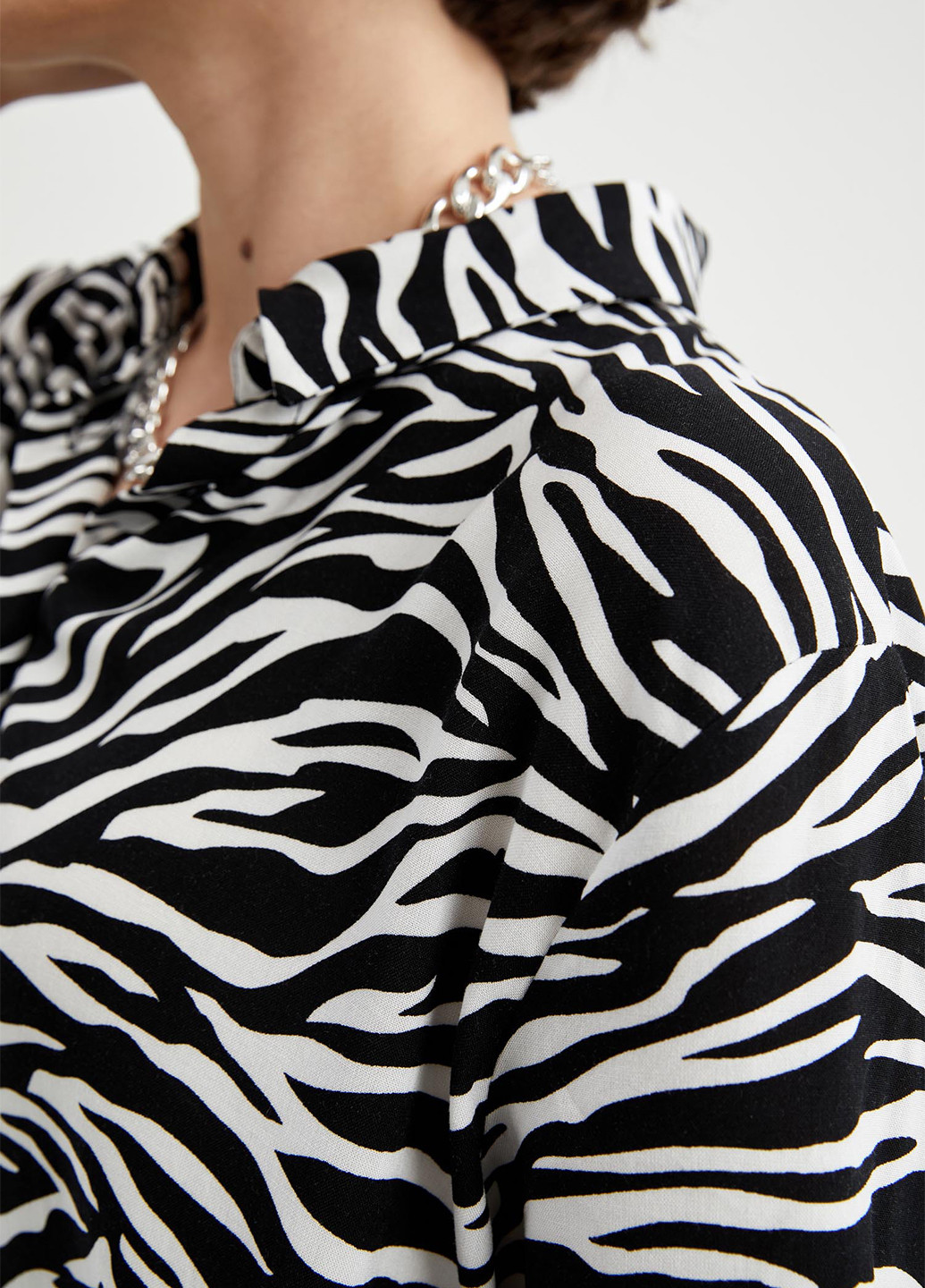 Черно-белая кэжуал рубашка зебра DeFacto