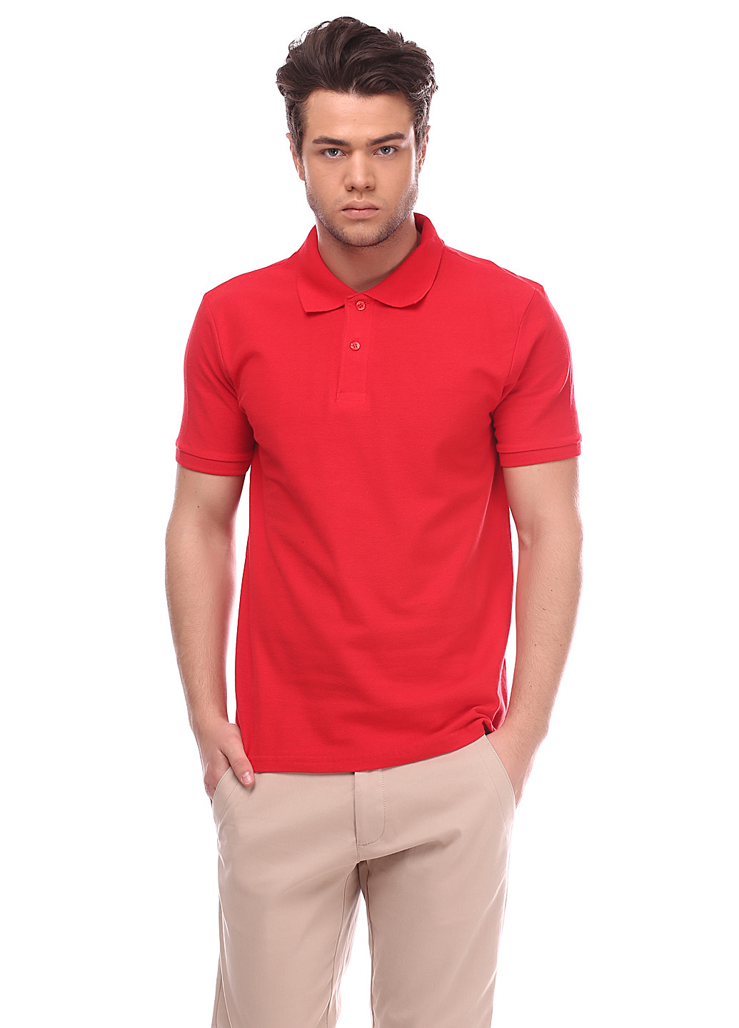 Красная футболка-поло для мужчин Keya однотонная