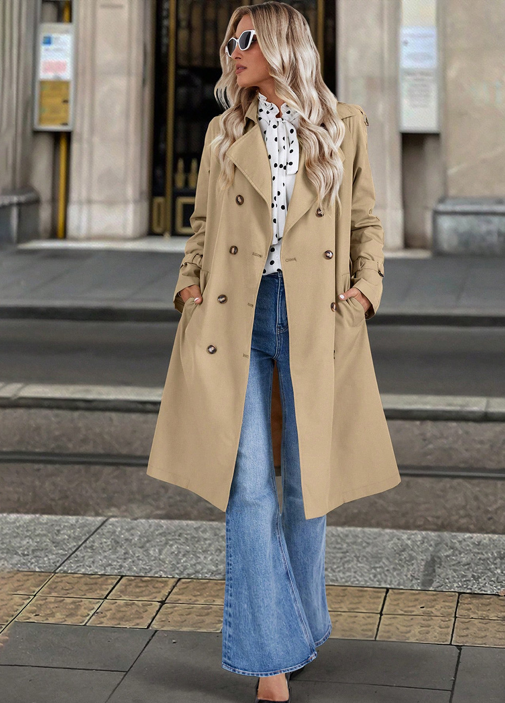 Плащ SHEIN тренчкот на пуговицах демисезон (367436216)