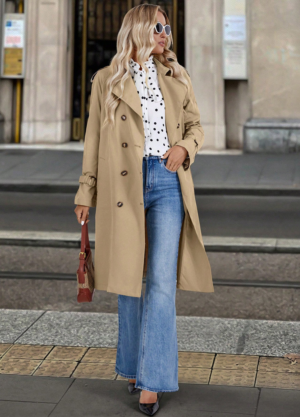 Плащ SHEIN тренчкот на пуговицах демисезон (367436216)