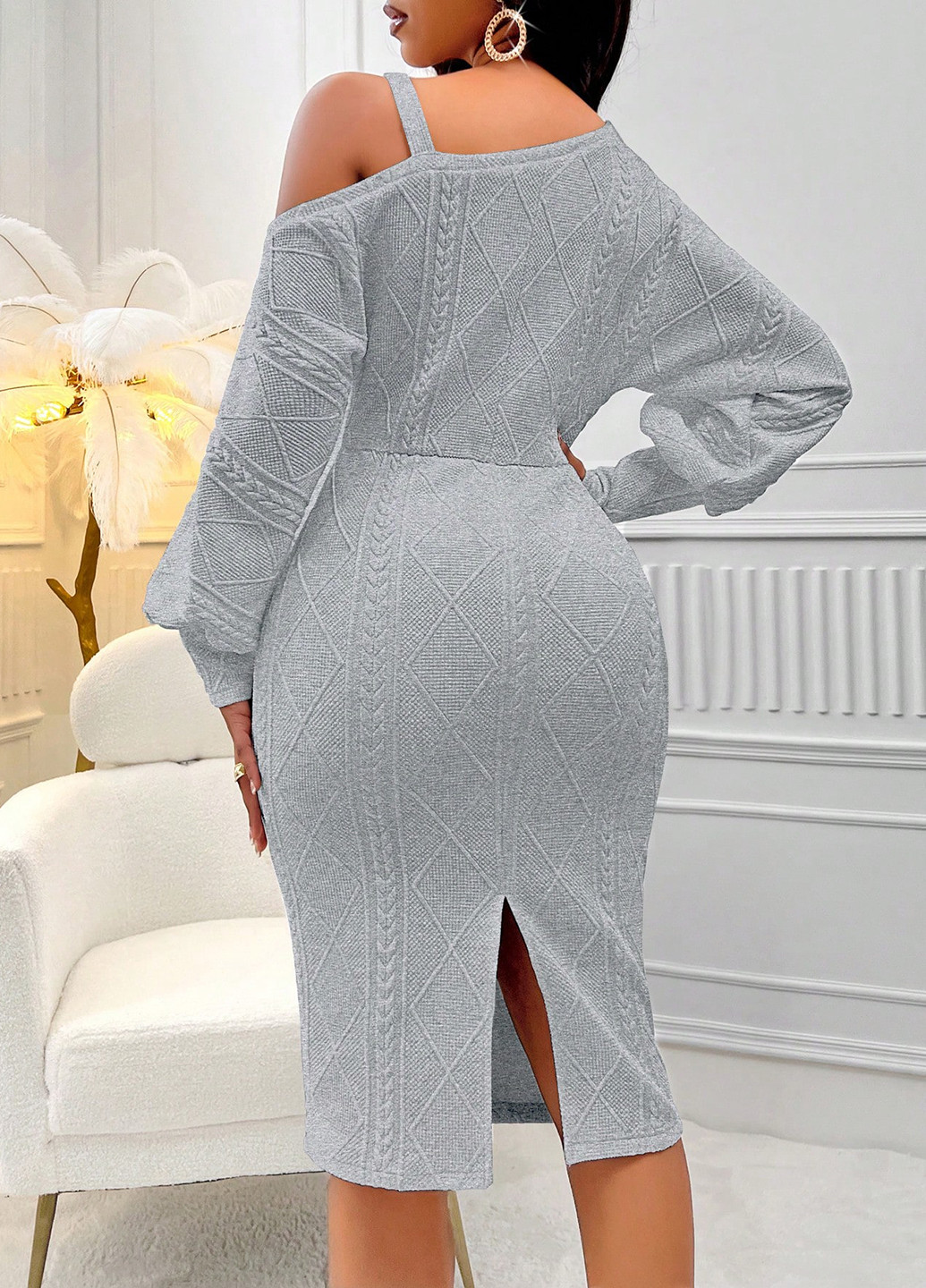 Темно-сіра кежуал сукня футляр SHEIN однотонна