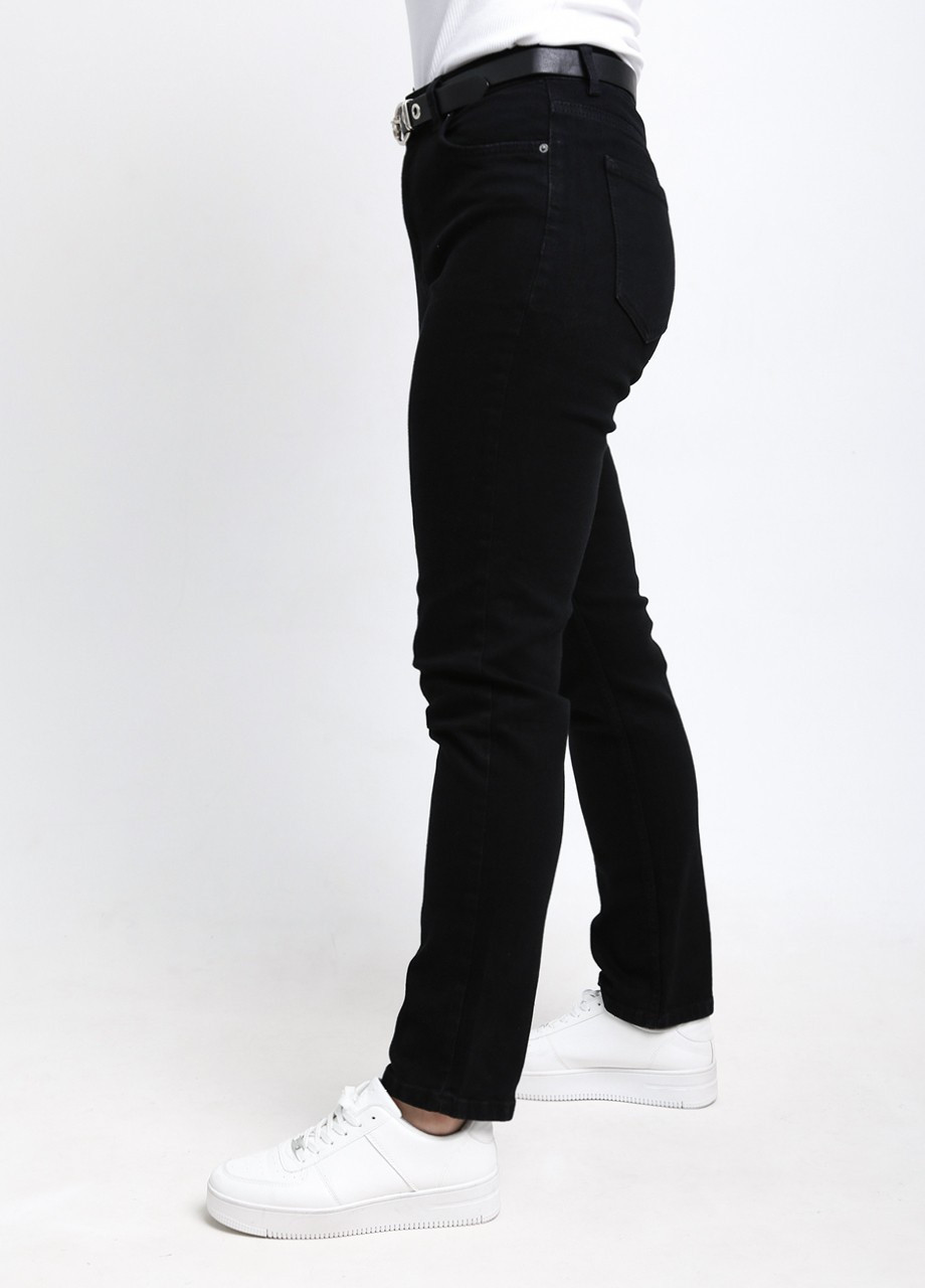 Джинси жіночі МОМ чорні зі стрейчем довгі MOM Colibri - (254400163)