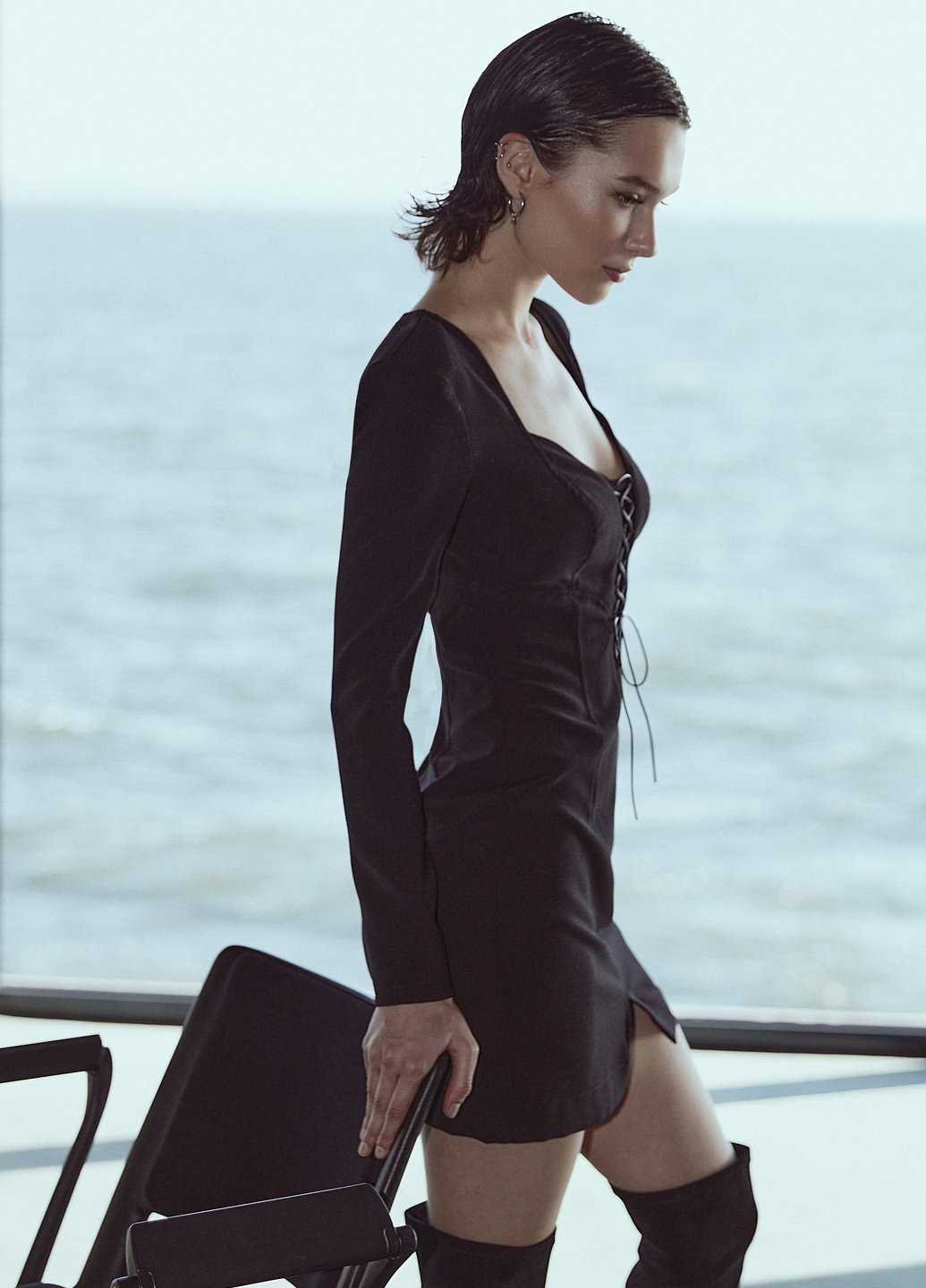 Черное кэжуал платье футляр Gepur однотонное