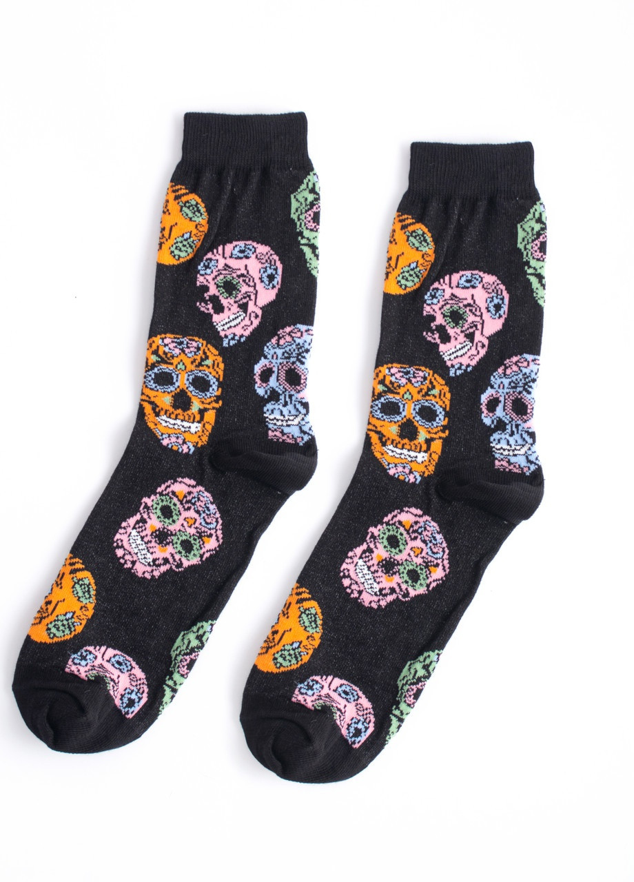 Шкарпетки чорні з принтом "Черепа" Crazy Llama`s (250424334)