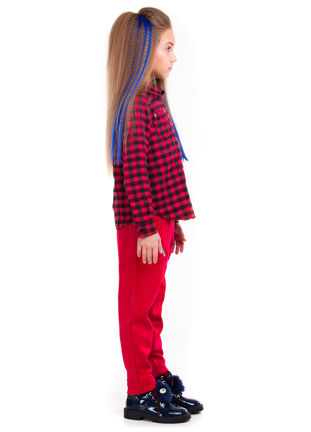 Красная кэжуал рубашка в клетку Sofia Shelest с длинным рукавом