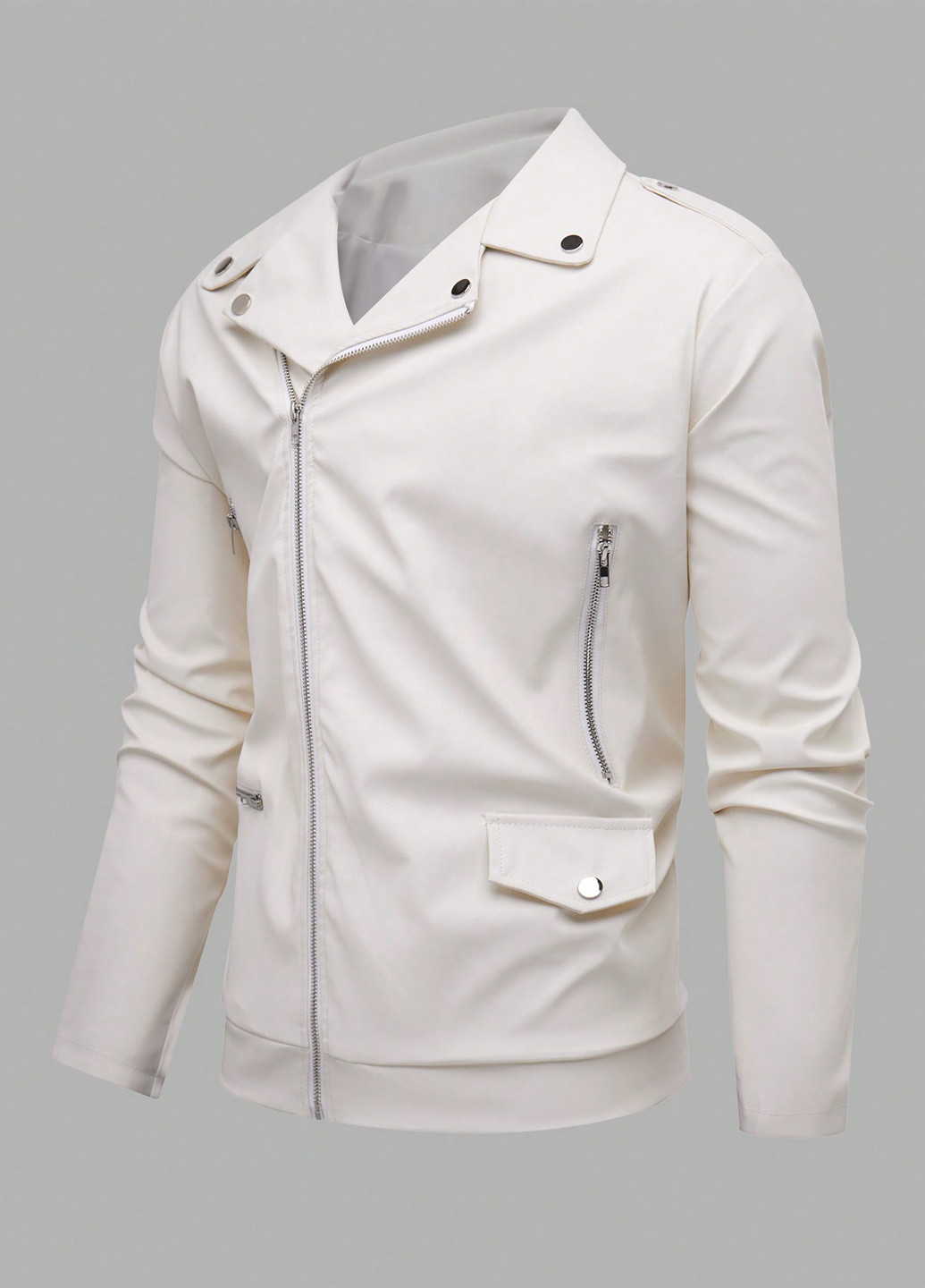 Молочная демисезонная куртка косуха SHEIN