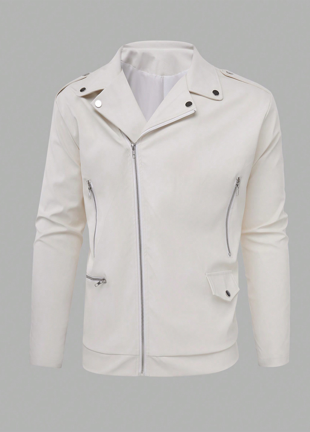 Молочная демисезонная куртка косуха SHEIN