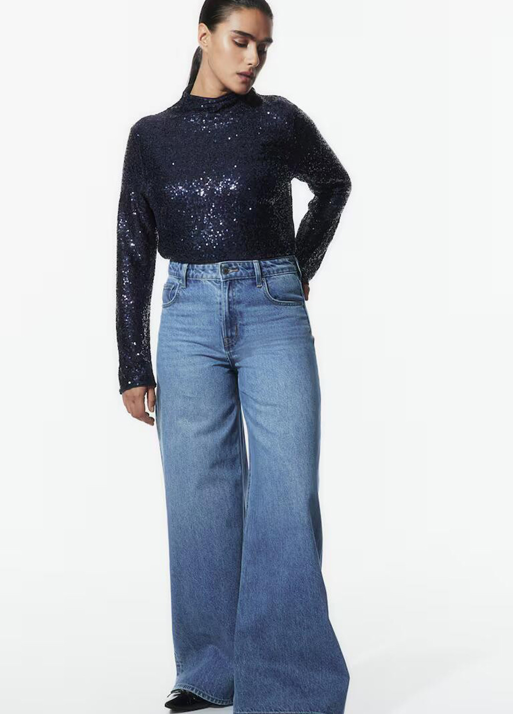 Тёмно-синяя блуза H&M