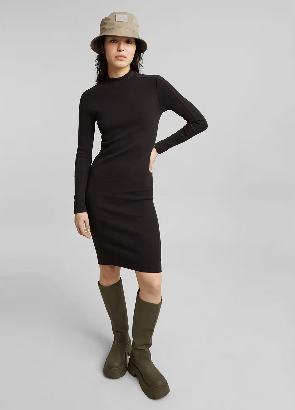 Чорна кежуал сукня сукня-водолазка G-Star Raw однотонна