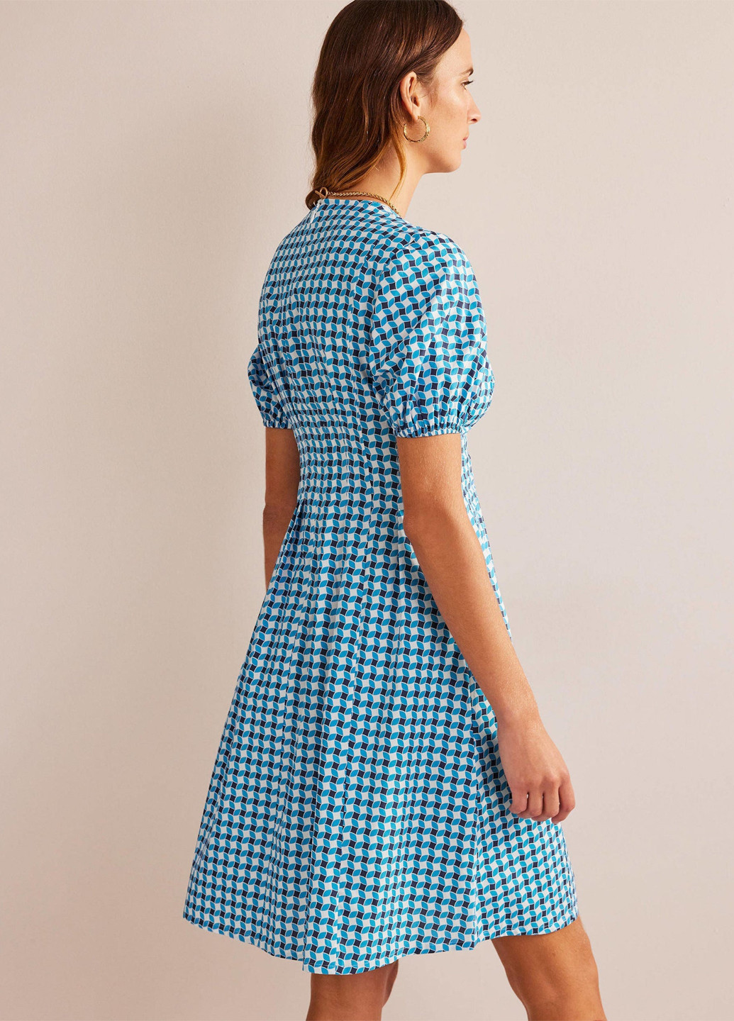 Голубое кэжуал платье Boden с геометрическим узором