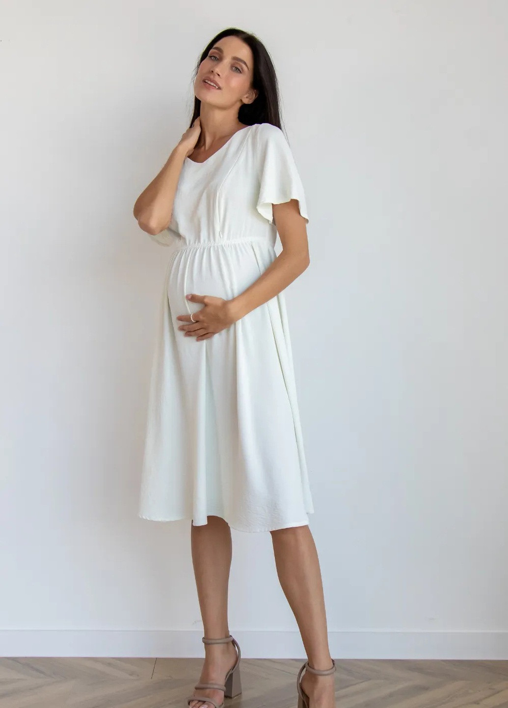 Молочна легка літня сукня для вагітних і годуючих з бавовняної тканини з секретом для годування To Be