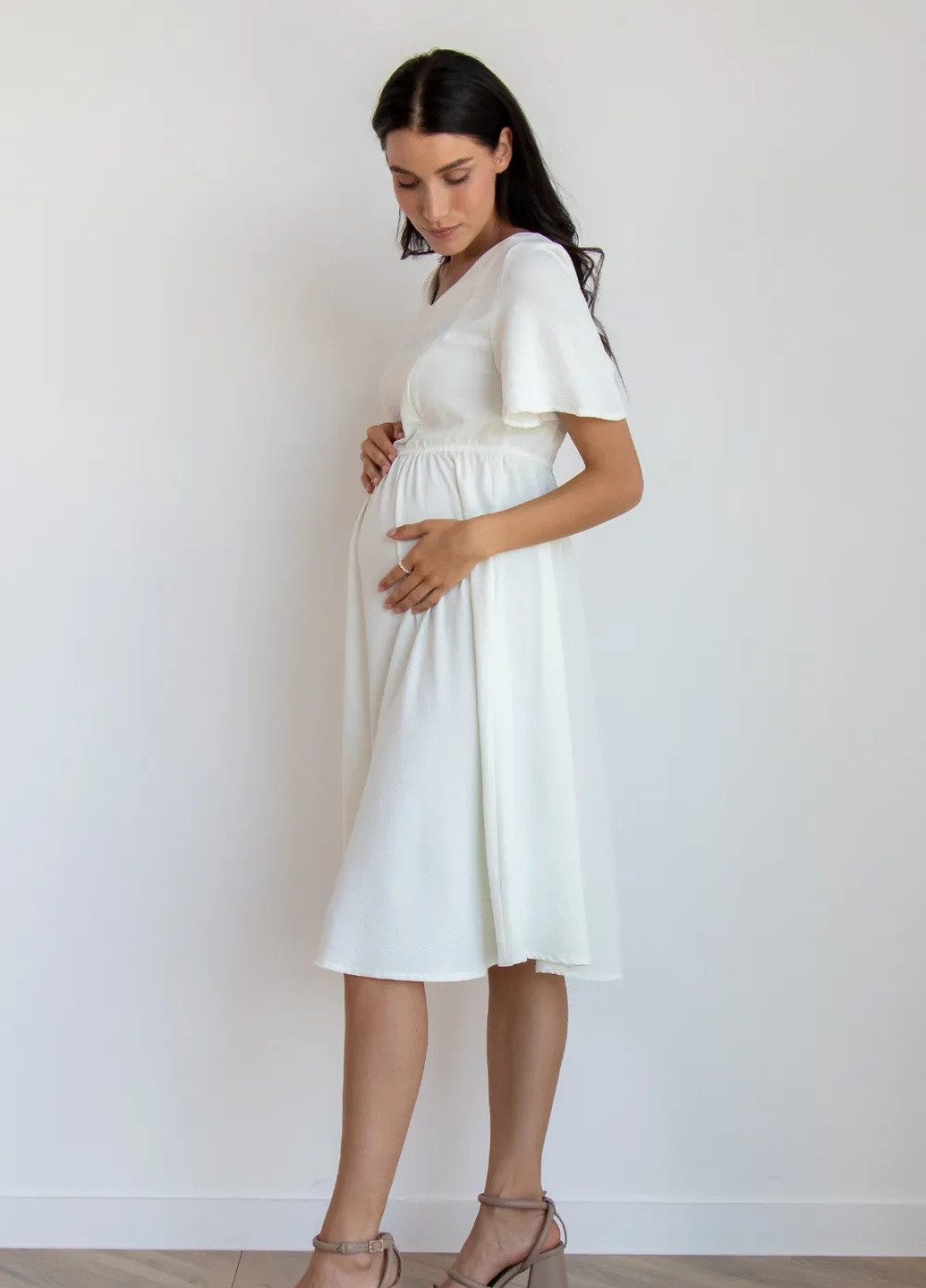 Молочна легка літня сукня для вагітних і годуючих з бавовняної тканини з секретом для годування To Be