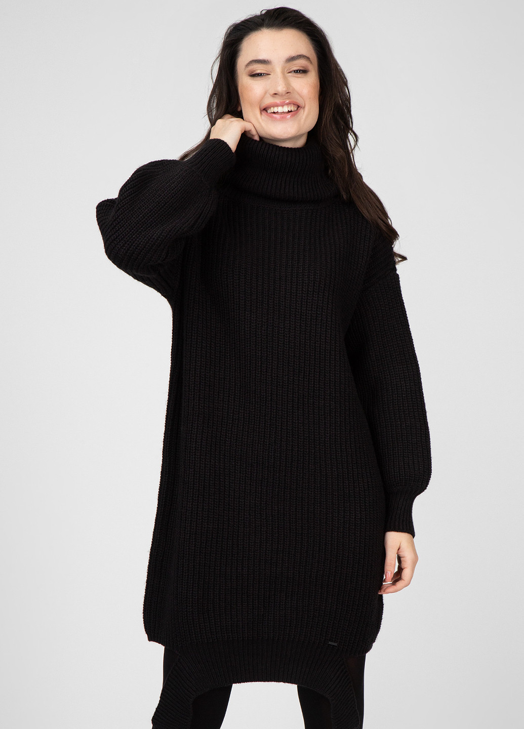 Черное кэжуал платье платье-свитер Preppy