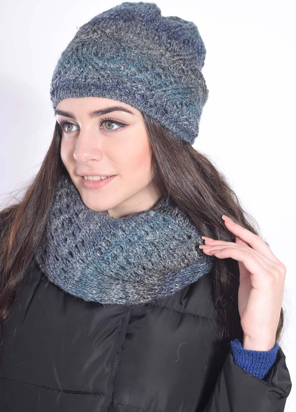 Синий зимний комплект (шапка, шарф) Bakhur