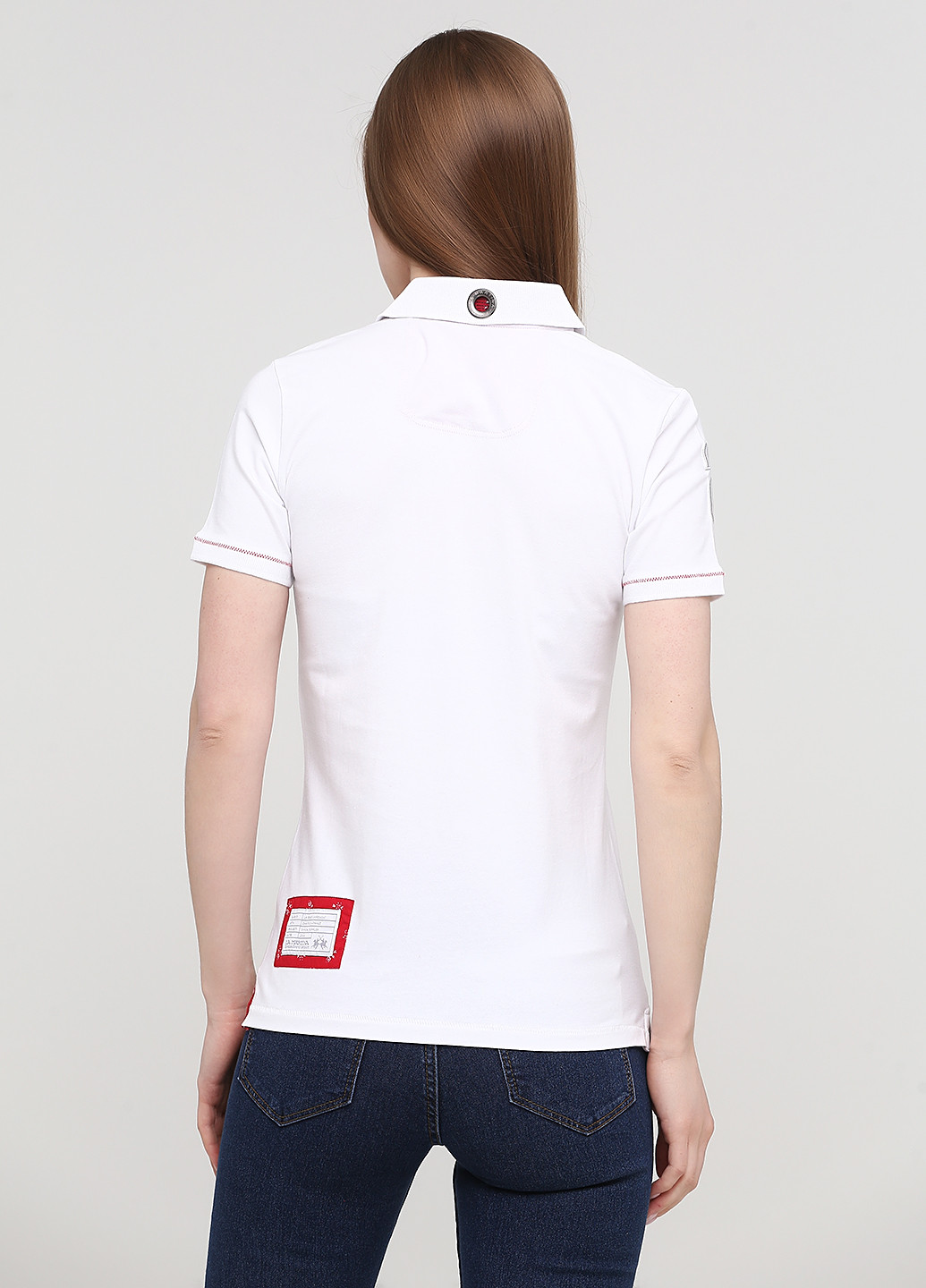 Белая женская футболка-поло La Martina однотонная