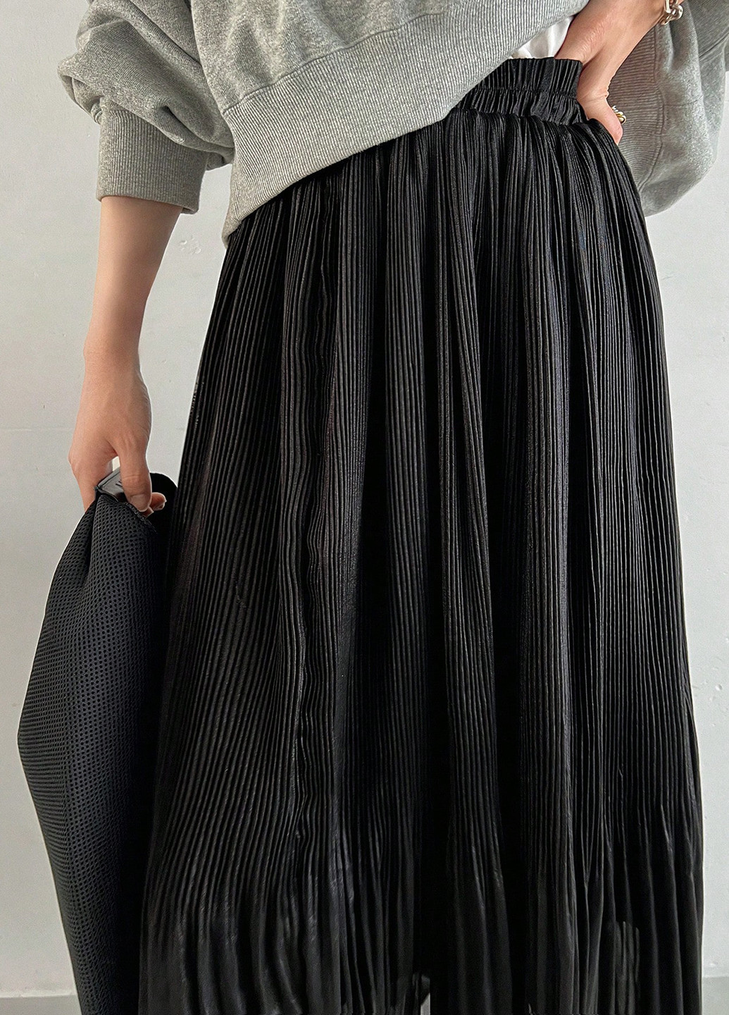 Черная кэжуал однотонная юбка SHEIN а-силуэта (трапеция)